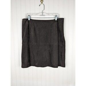 J.Jill Women's Brown Faux Suede Zip Up Skirt Size 12 Lined Soft Straight Classic